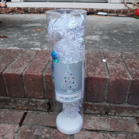 Mini White Table Top 16 Inch Christmas Tree - Includes Ornaments - Picture 3 of 4